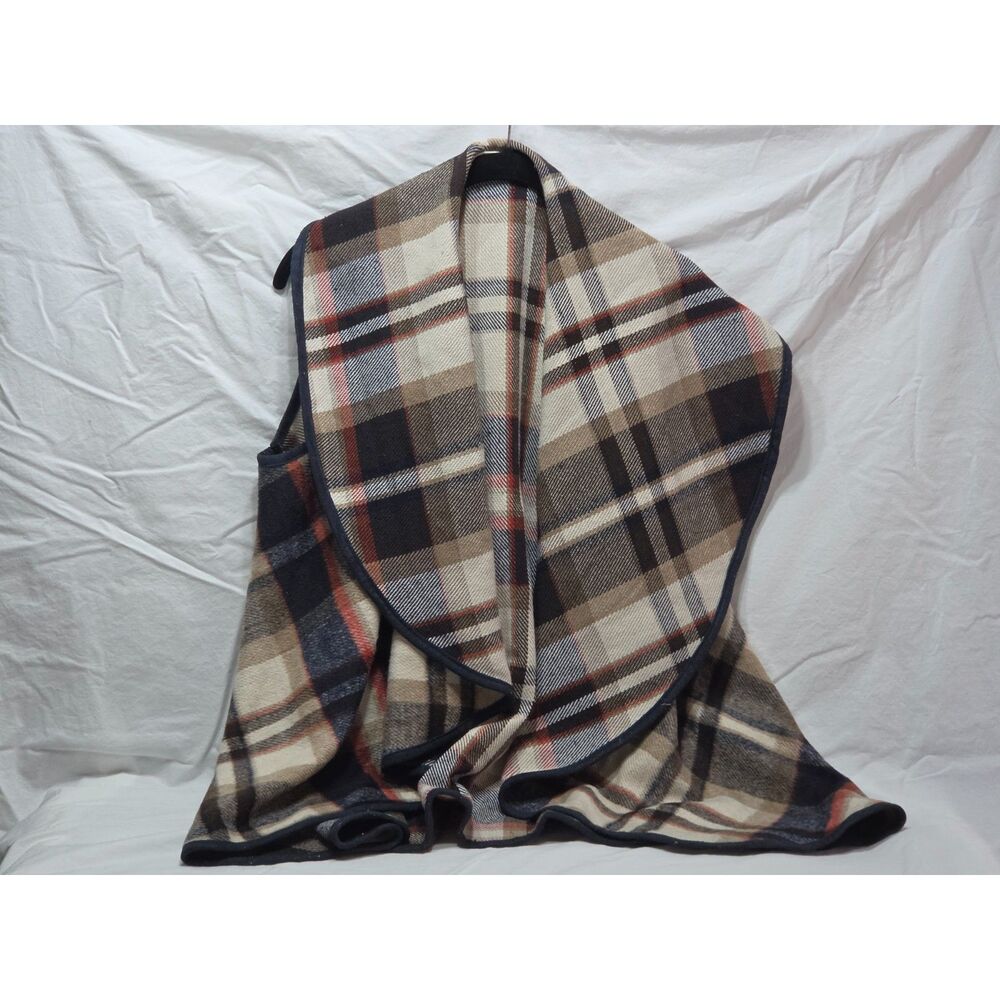 Altar'd State Plaid Open Front Draped Waterfall Vest Sleeveless Cardigan S